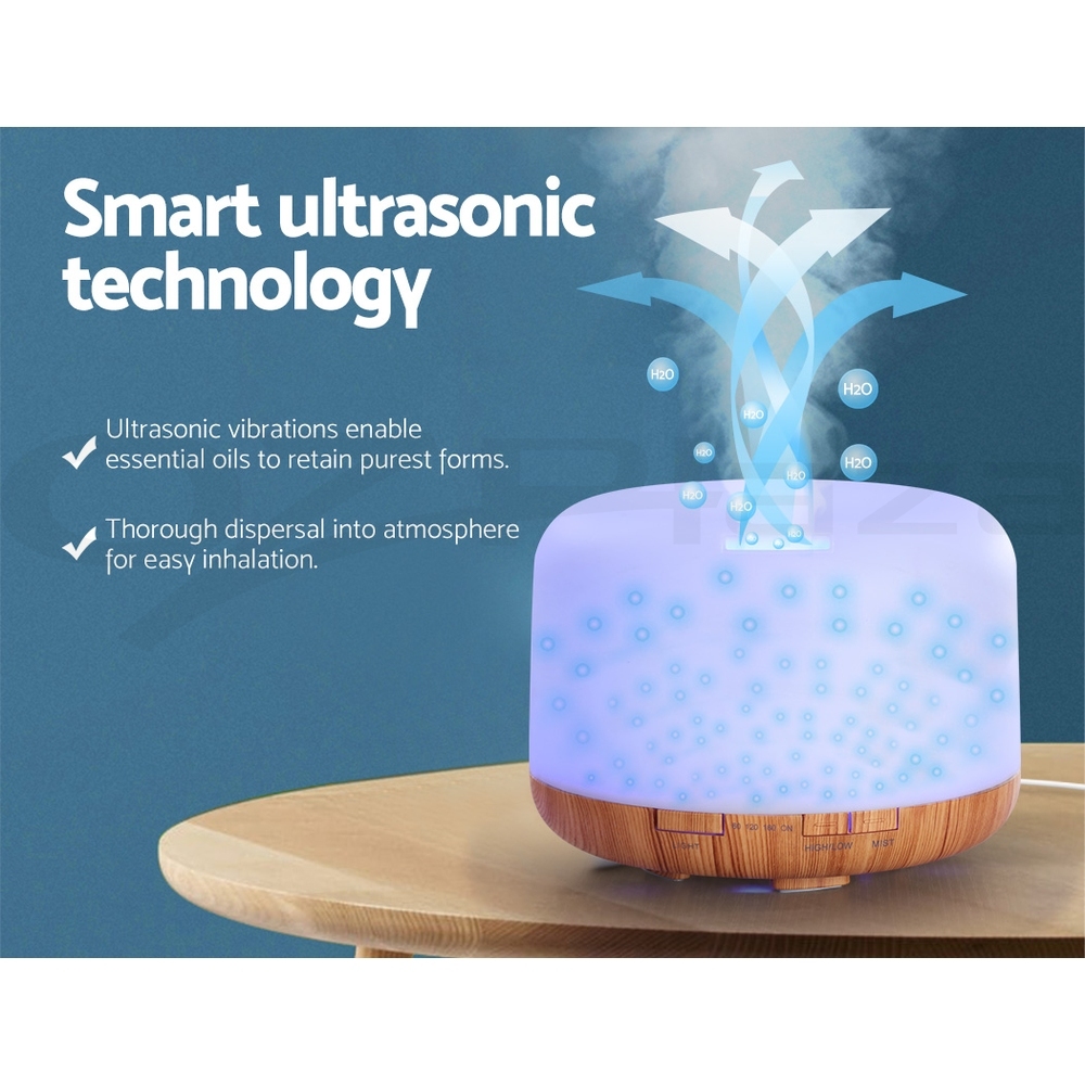 Devanti Aromatherapy Diffuser Aroma 500ml Ultrasonic Humidifier Essential Oils - Picture 39 of 55