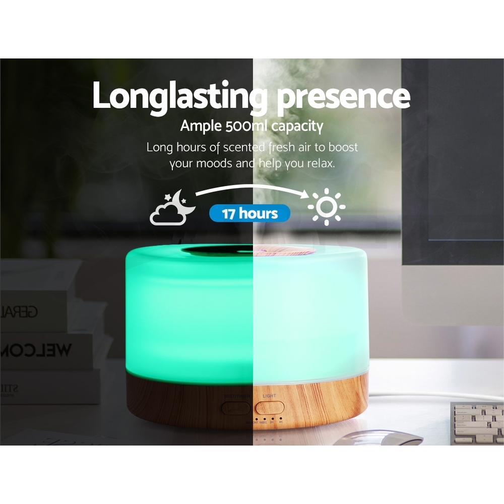 Devanti Aromatherapy Diffuser Aroma 500ml Ultrasonic Humidifier Essential Oils - Picture 47 of 55