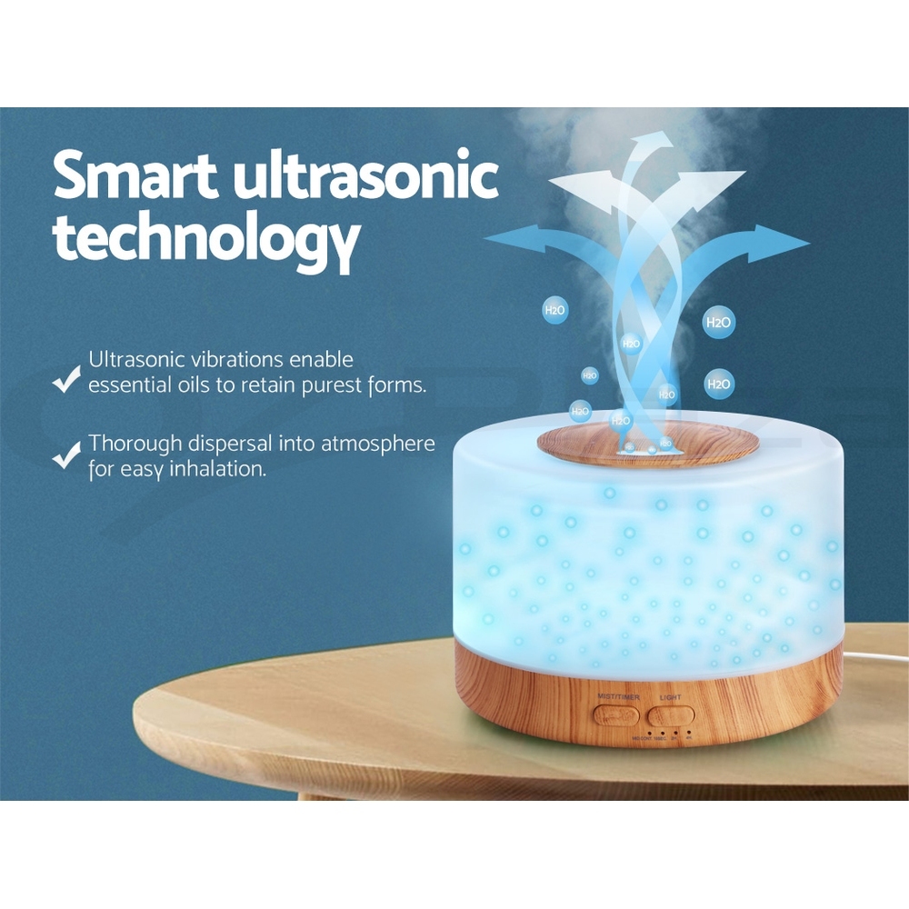 Devanti Aromatherapy Diffuser Aroma 500ml Ultrasonic Humidifier Essential Oils - Picture 50 of 55
