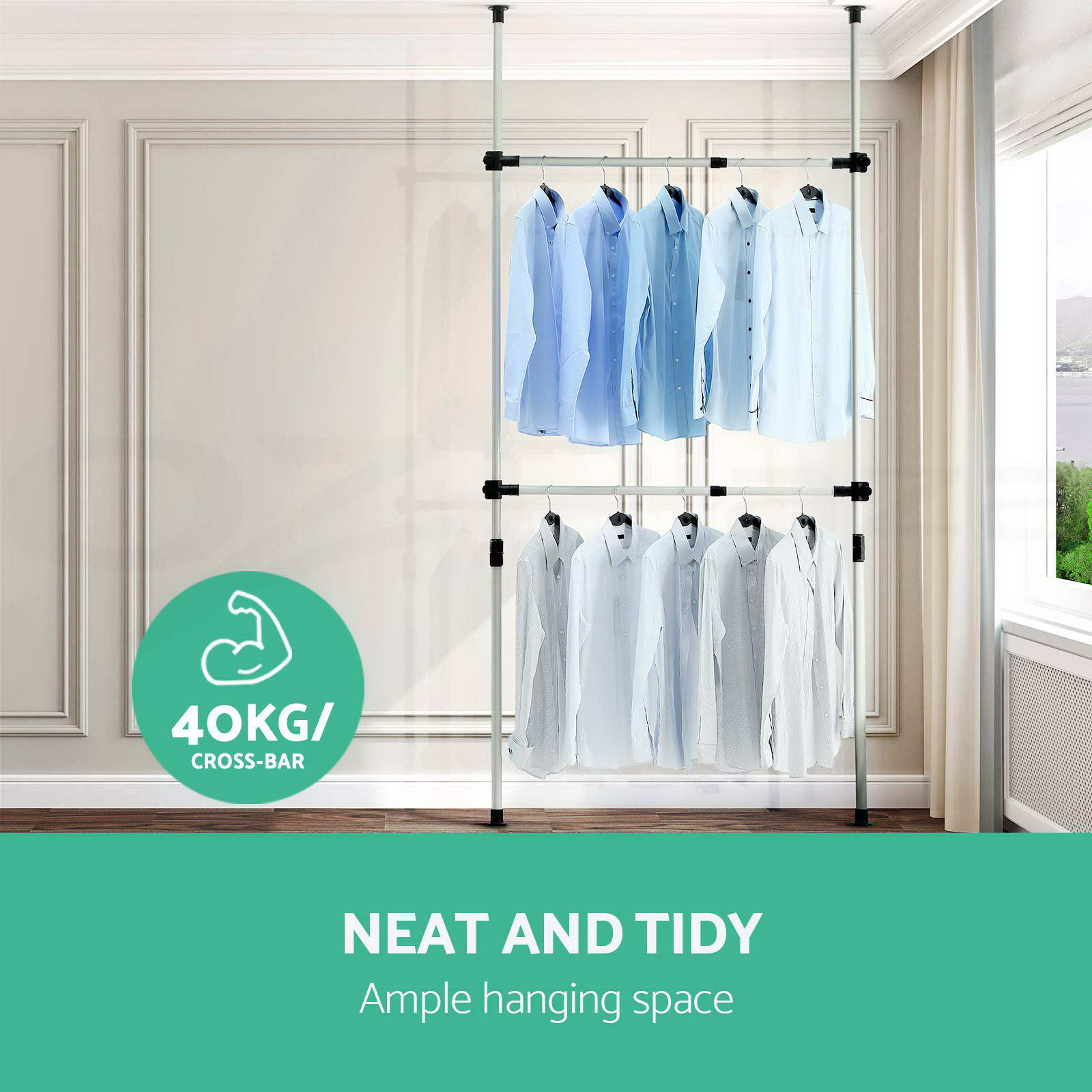 Portable DIY Steel Clothes Rack Adjustable Double Tier Coat Hanger Airer Stand eBay