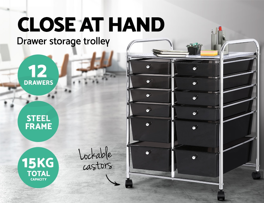 Storage Drawers Organiser Portable Trolley Office Stationery Box