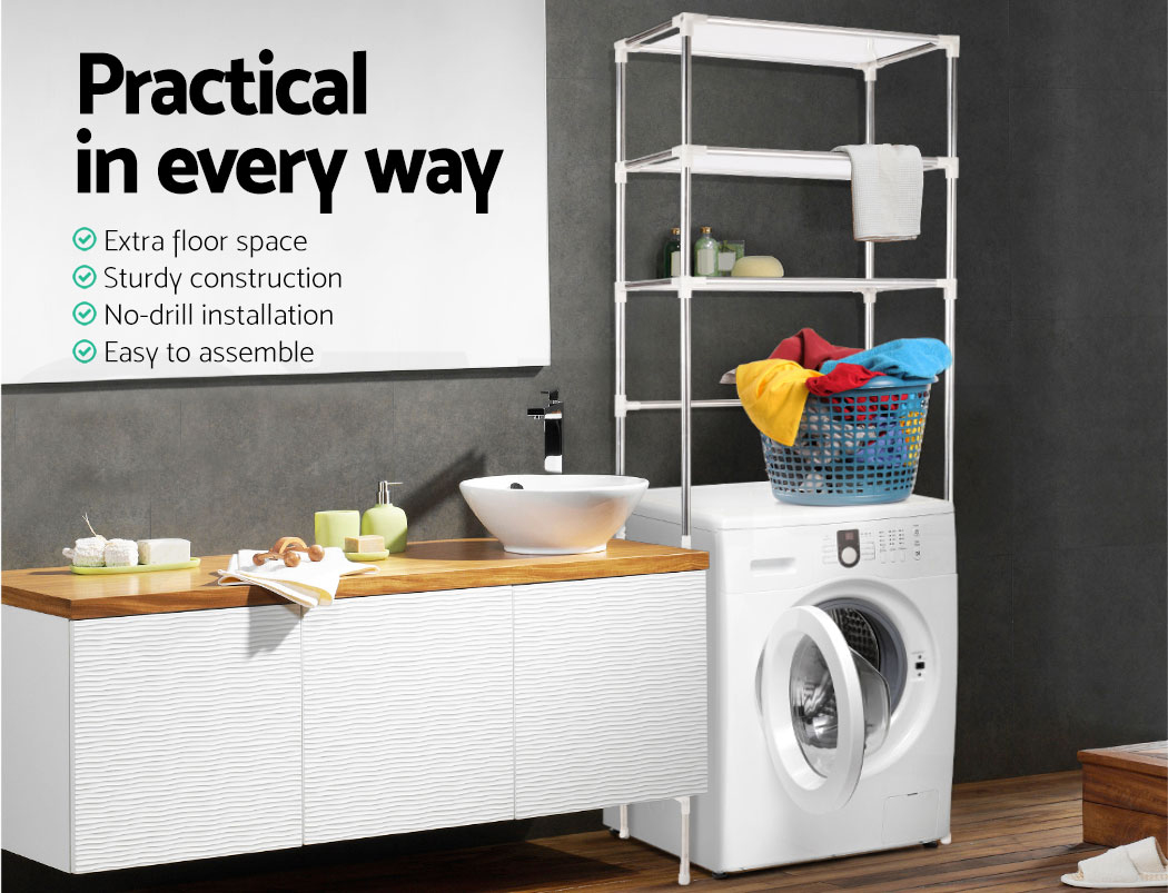 3 Tier Laundry Room Storage Rack Over Washing Machine Towel Shelf Unit