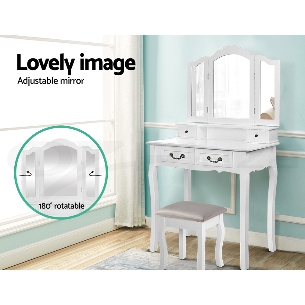 Artiss Dressing Table Stool Set Mirror Drawers Jewellery Cabinet Makeup Vanity - Picture 36 of 44