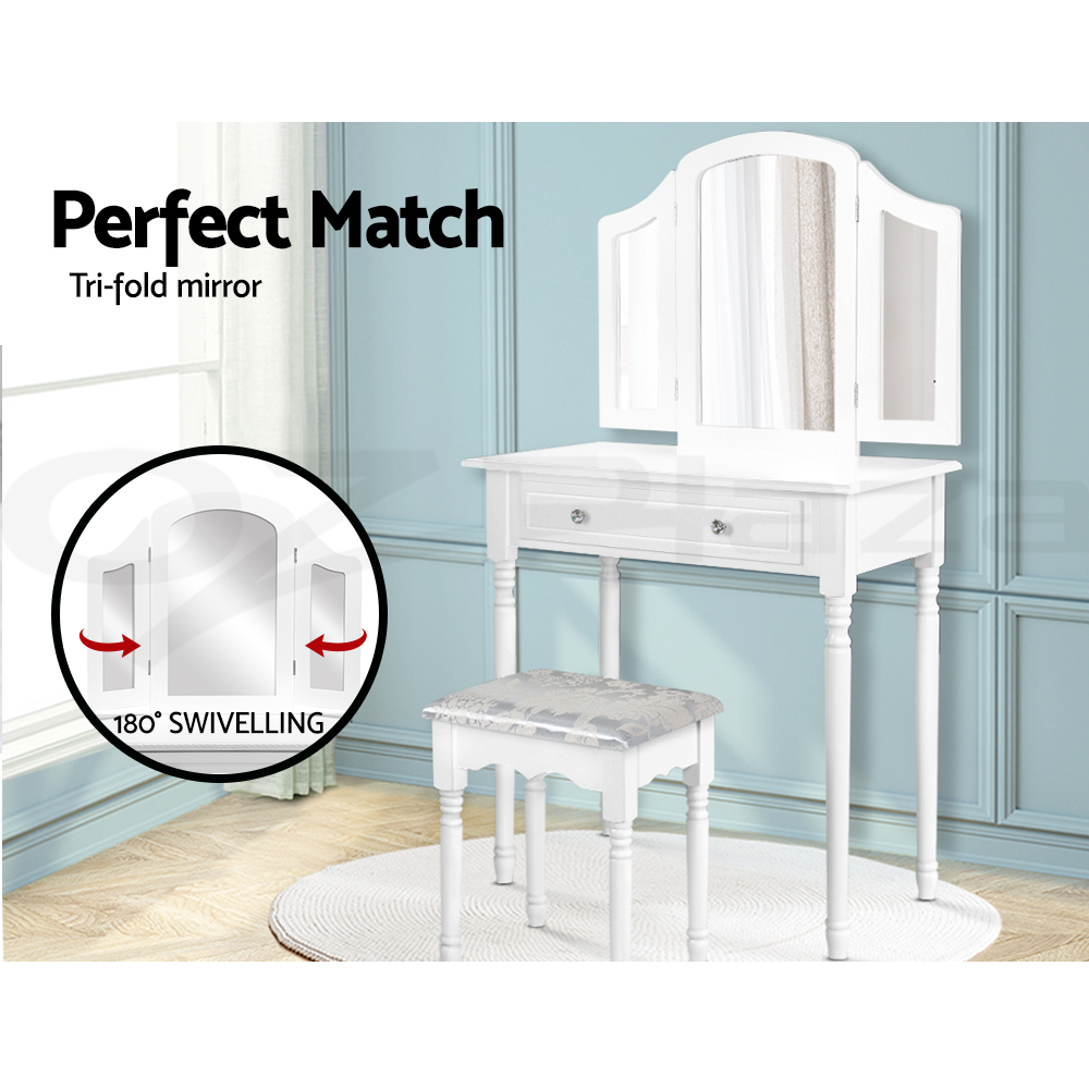 Artiss Dressing Table Stool Set Mirror Drawers Jewellery Cabinet Makeup Vanity - Picture 15 of 44