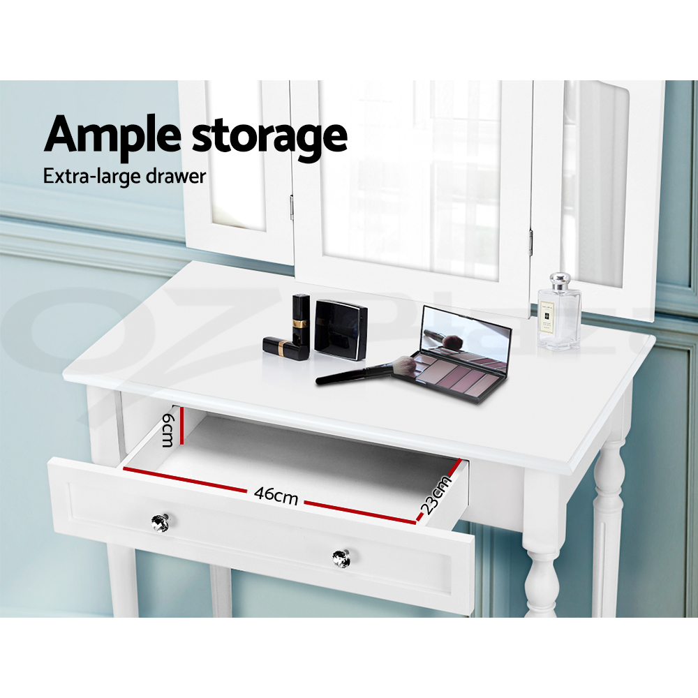 Artiss Dressing Table Stool Set Mirror Drawers Jewellery Cabinet Makeup Vanity - Picture 16 of 44