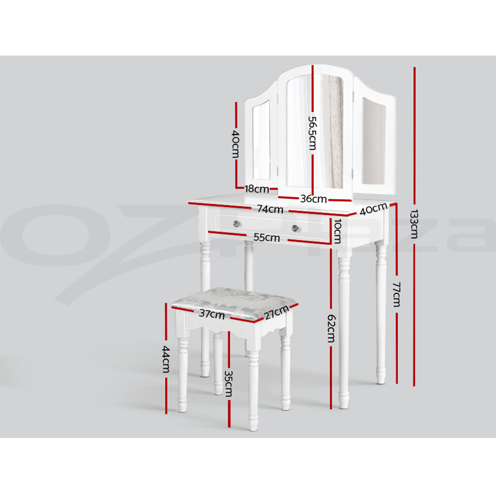 Artiss Dressing Table Stool Set Mirror Drawers Jewellery Cabinet Makeup Vanity - Picture 20 of 44