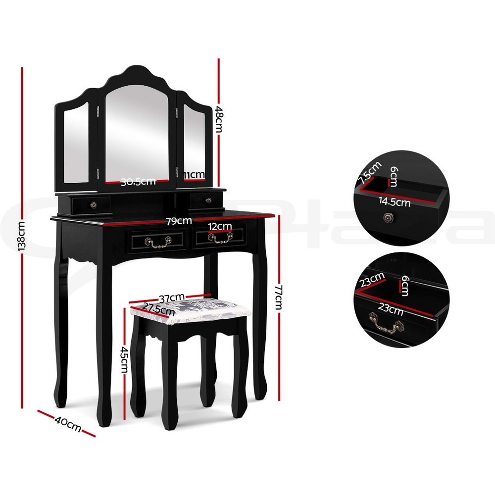 Artiss Dressing Table Stool Set Mirror Drawers Jewellery Cabinet Makeup Vanity - Picture 31 of 44