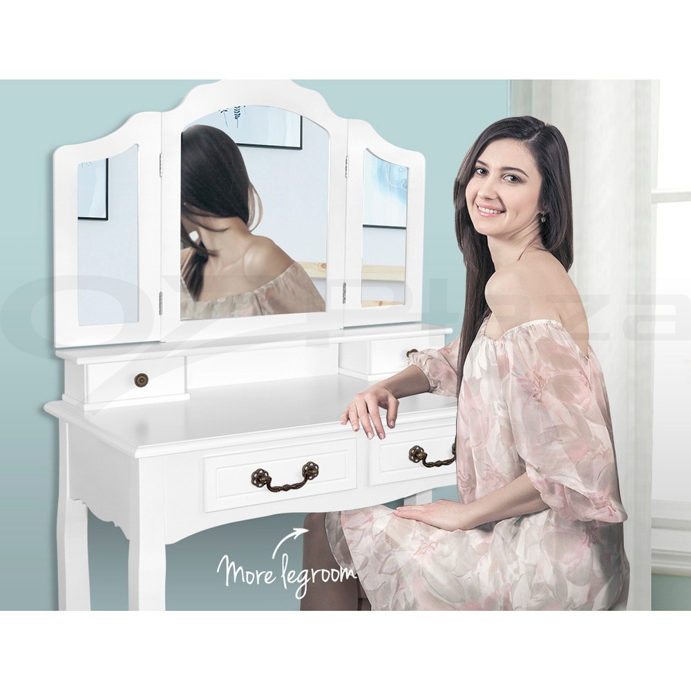 Artiss Dressing Table Stool Set Mirror Drawers Jewellery Cabinet Makeup Vanity - Picture 38 of 44