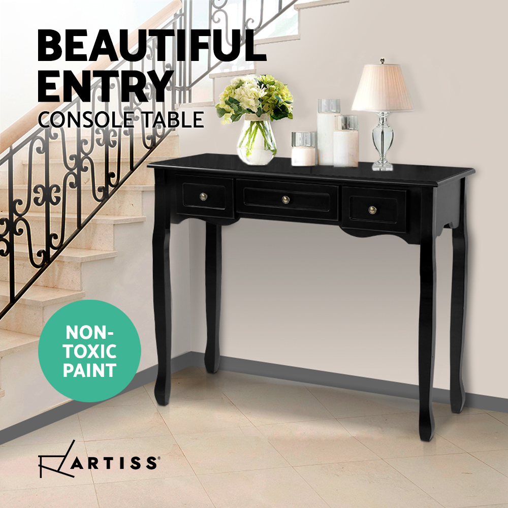 Artiss Console Table Wood Entry Table Hallway Side Display Stand 3 Drawers - Picture 11 of 13