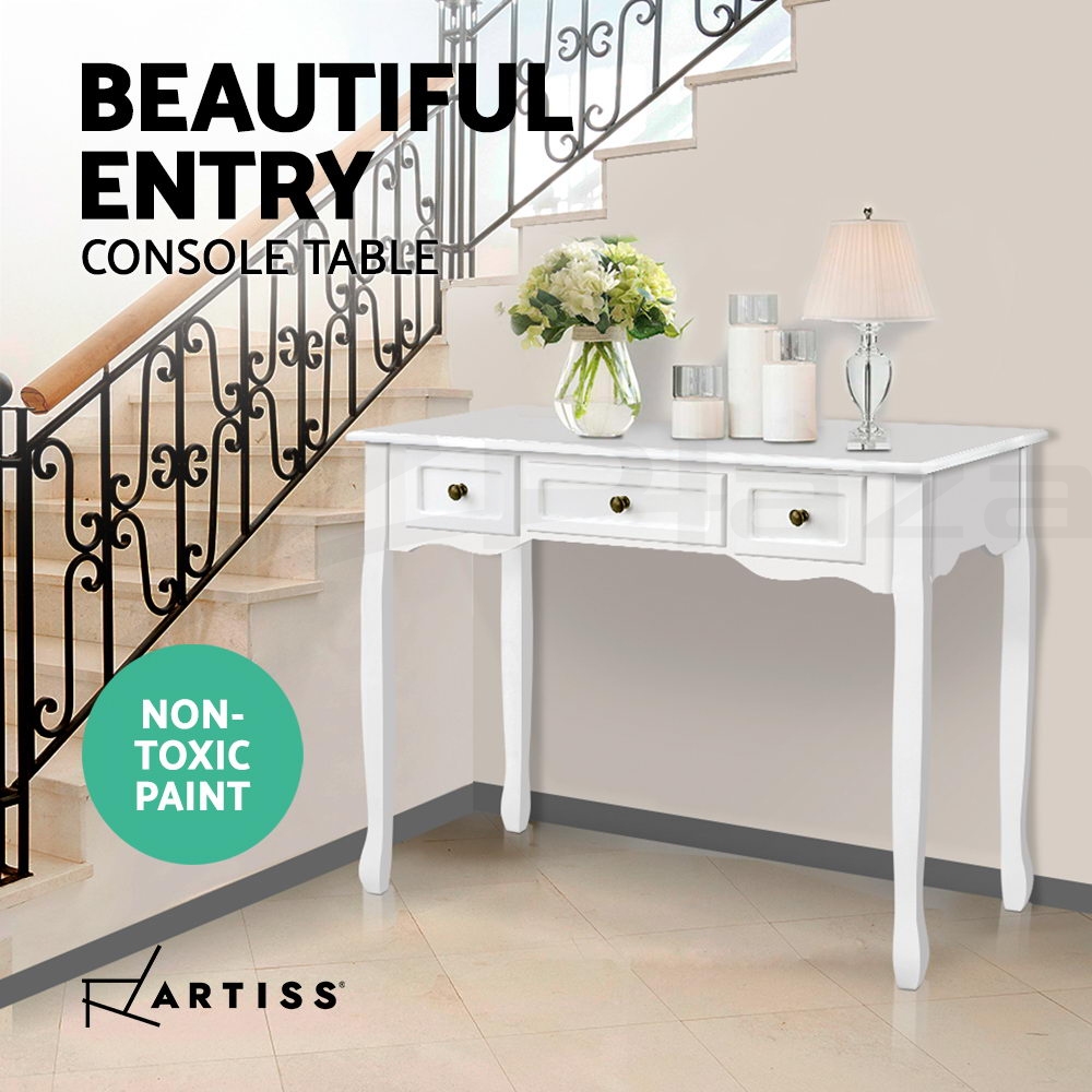 Artiss Console Table Wood Entry Table Hallway Side Display Stand 3 Drawers - Picture 13 of 13