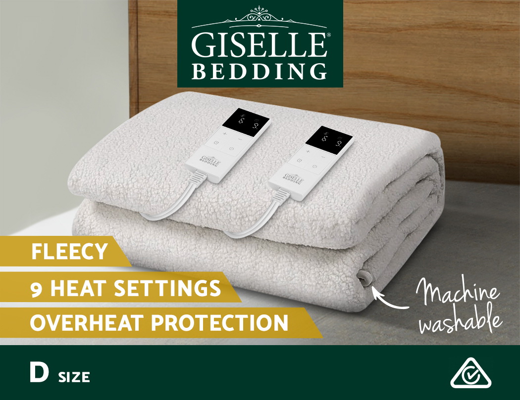 Giselle Electric Blanket Double Fitted Heated Washable Fleecy Underlay