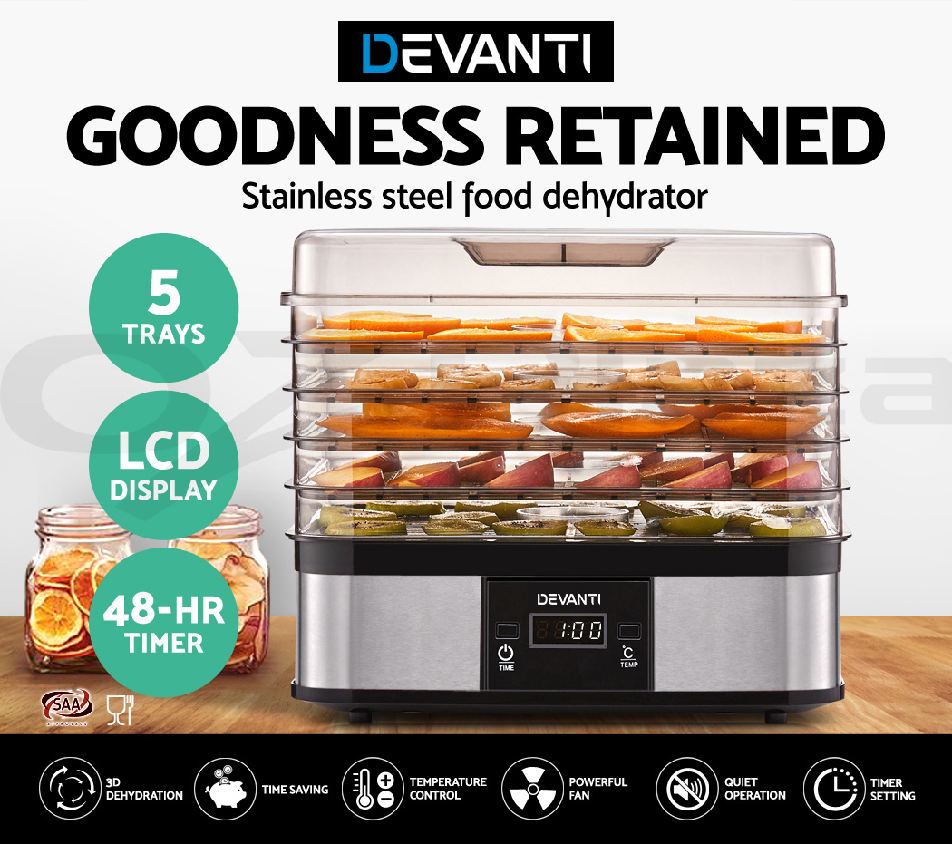 Devanti 5 Trays Food Dehydrators Commercial Fruit Dehydrator Dryer