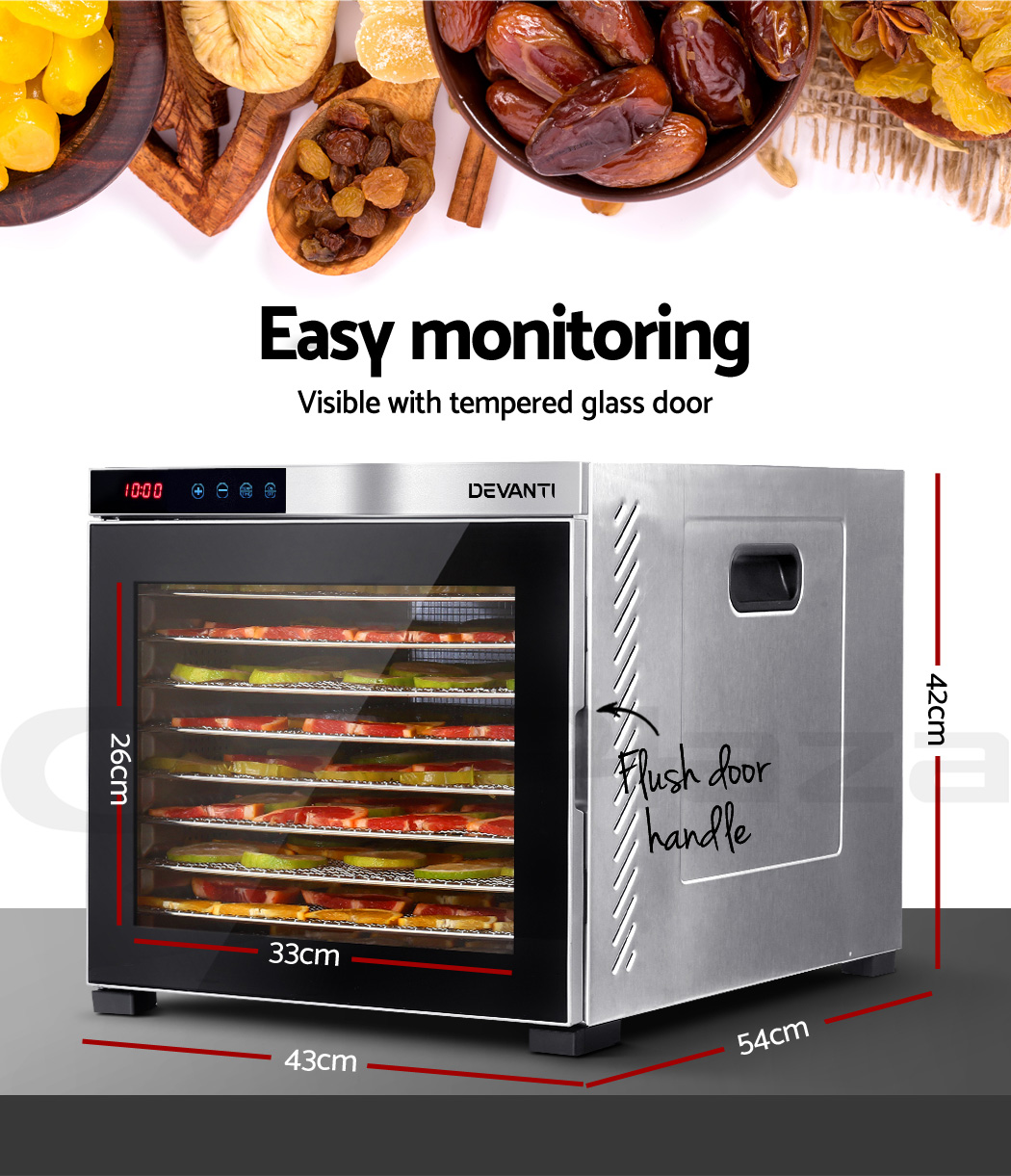 Devanti Food Dehydrators Commercial Beef Jerky Dehydrator Stainless