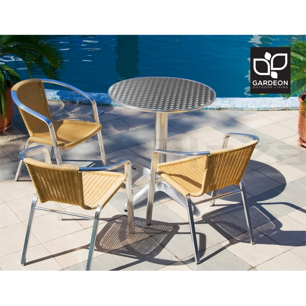 Gardeon Outdoor Bar Table Cafe Patio Setting Stools Table Aluminium Furniture - Picture 20 of 84