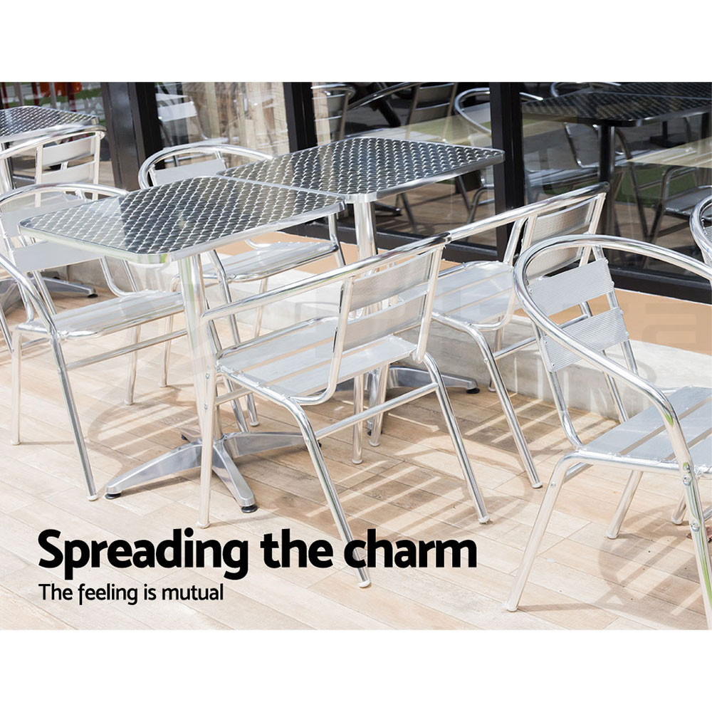 Gardeon Outdoor Bar Table Cafe Patio Setting Stools Table Aluminium Furniture - Picture 26 of 84
