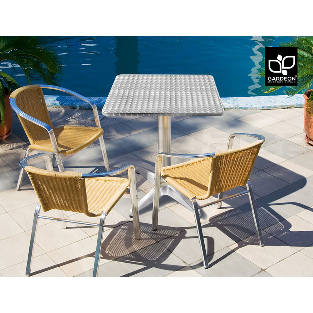 Gardeon Outdoor Bar Table Cafe Patio Setting Stools Table Aluminium Furniture - Picture 30 of 84
