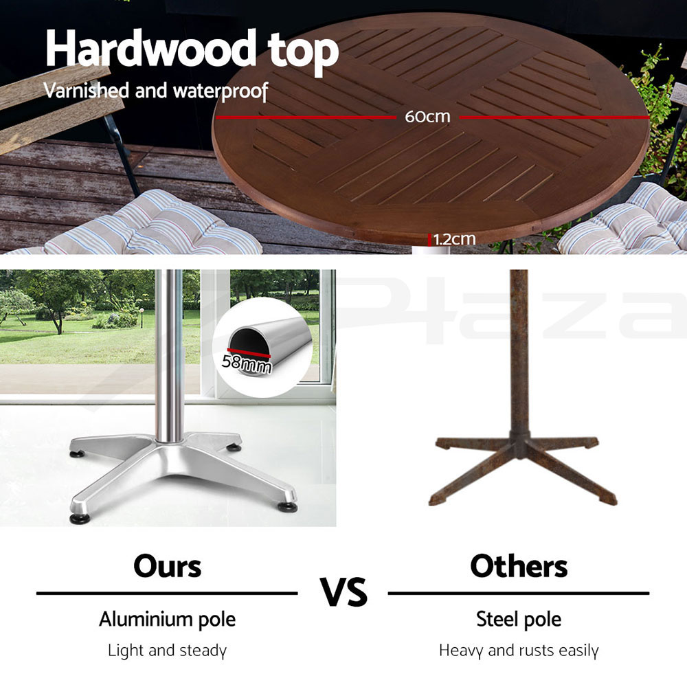 Gardeon Outdoor Bar Table Cafe Patio Setting Stools Table Aluminium Furniture - Picture 37 of 84