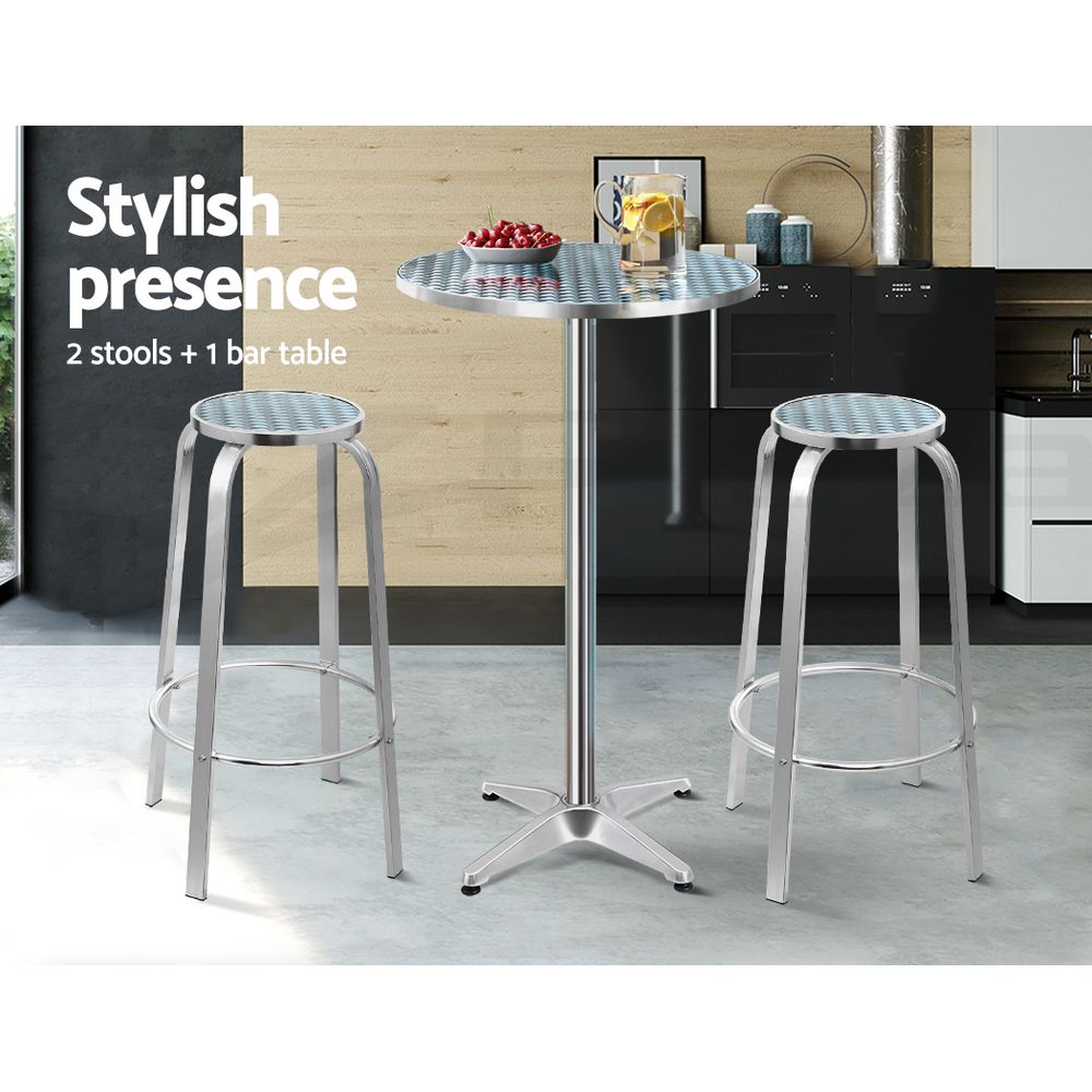 Gardeon Outdoor Bar Table Cafe Patio Setting Stools Table Aluminium Furniture - Picture 53 of 84