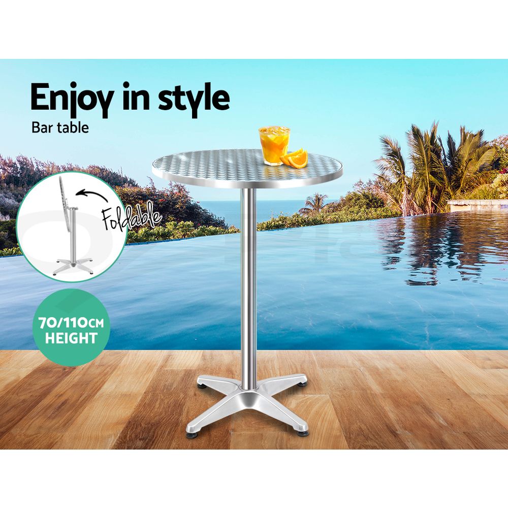 Gardeon Outdoor Bar Table Cafe Patio Setting Stools Table Aluminium Furniture - Picture 56 of 84