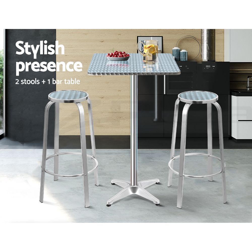 Gardeon Outdoor Bar Table Cafe Patio Setting Stools Table Aluminium Furniture - Picture 64 of 84