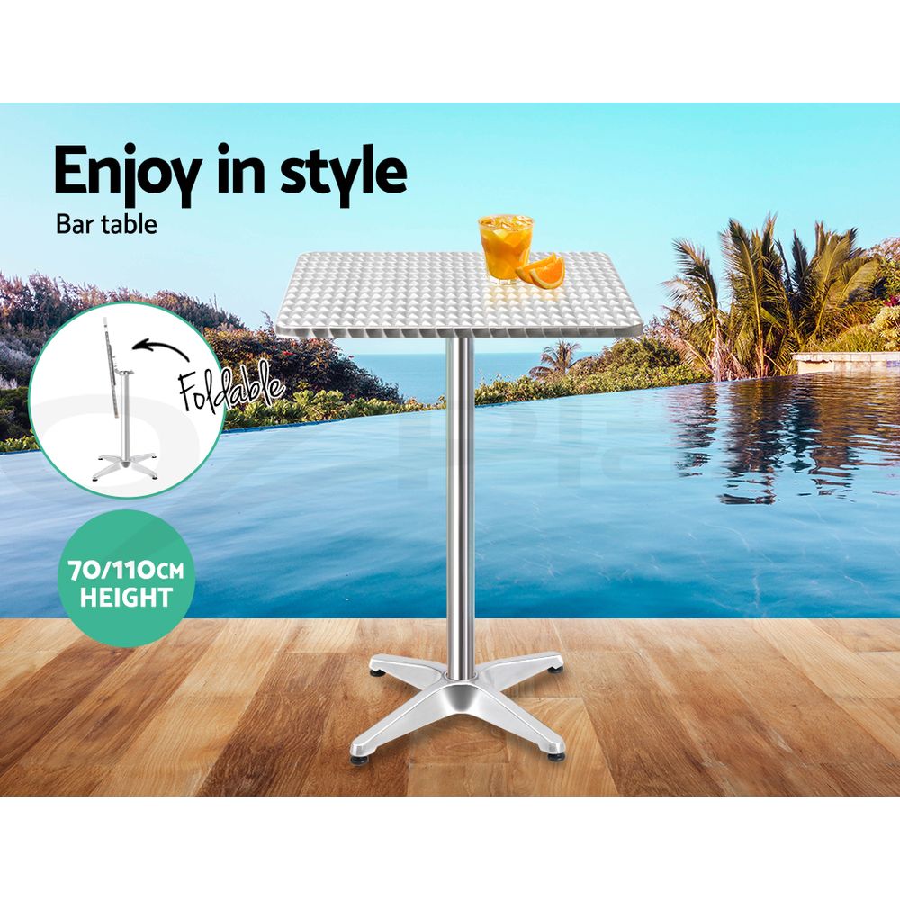 Gardeon Outdoor Bar Table Cafe Patio Setting Stools Table Aluminium Furniture - Picture 67 of 84