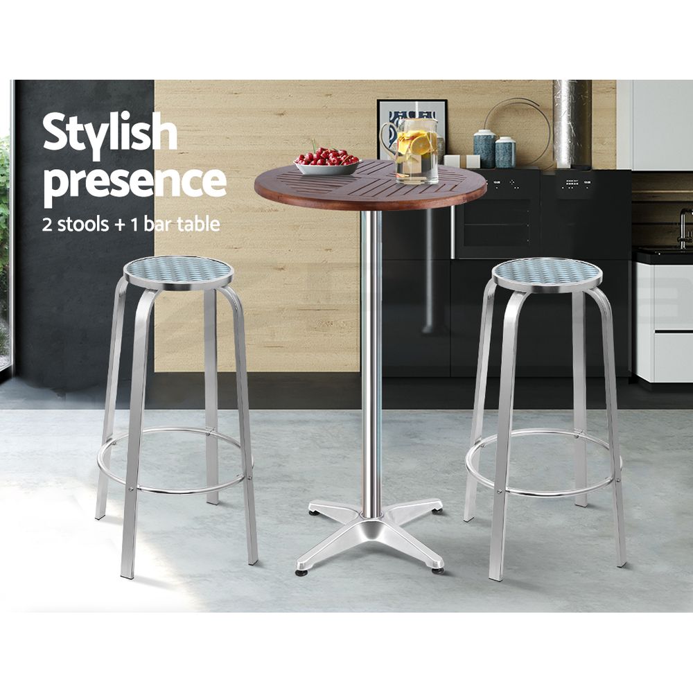 Gardeon Outdoor Bar Table Cafe Patio Setting Stools Table Aluminium Furniture - Picture 75 of 84