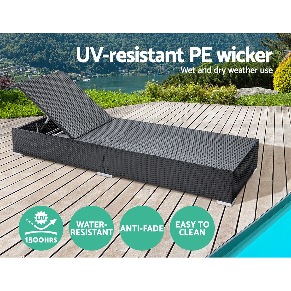 Gardeon Sun Lounge Outdoor Wicker Lounger Day Bed Cushion Patio Furniture Pool - Picture 15 of 32