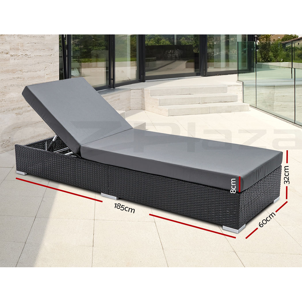Gardeon Sun Lounge Outdoor Wicker Lounger Day Bed Cushion Patio Furniture Pool - Picture 20 of 32