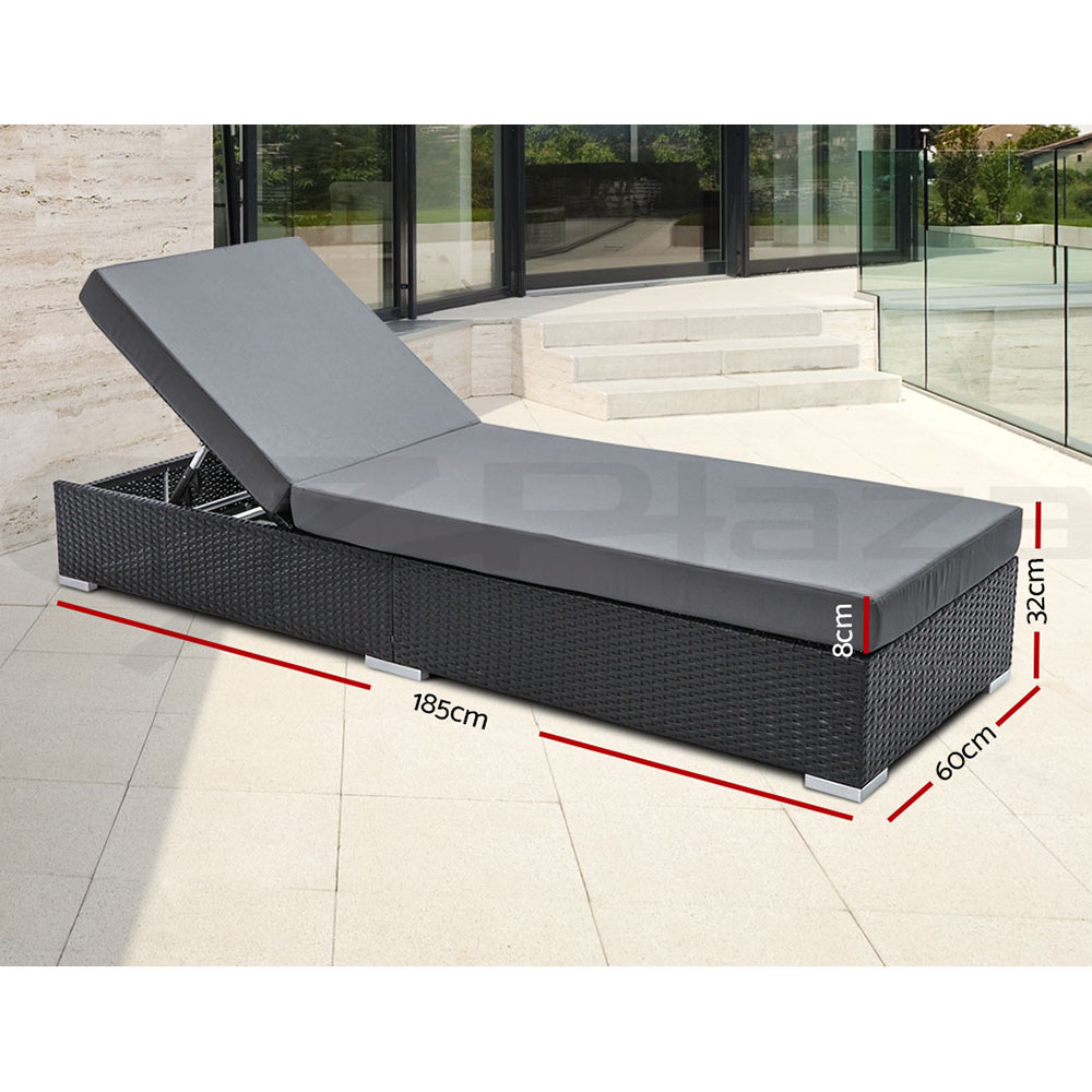 Gardeon Sun Lounge Outdoor Wicker Lounger Day Bed Cushion Patio