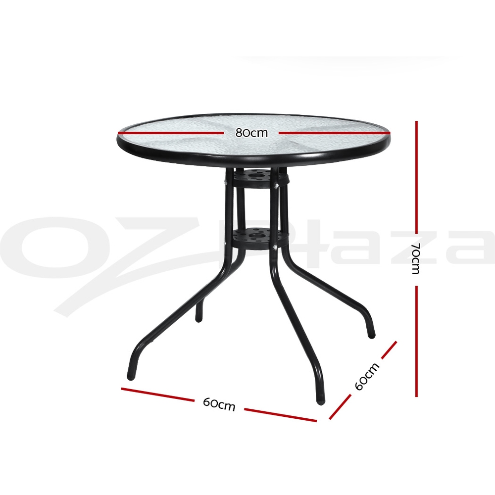 Gardeon Round Outdoor Dining Table Bar Setting Steel Glass Side Table 70CM 9350062280058 | eBay