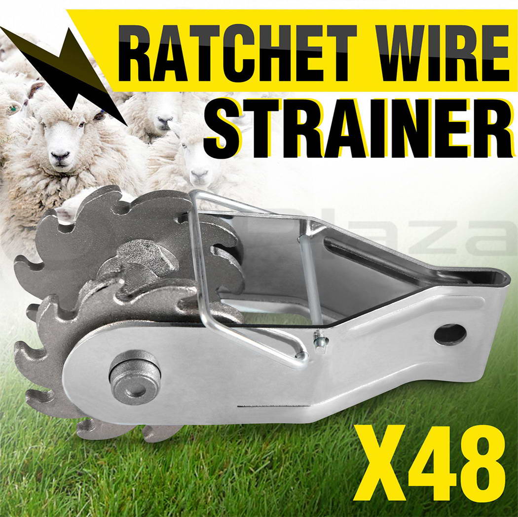 Giantz 48 x Electric Fence Wire Strainer Tensioner Post Ratchet Rope