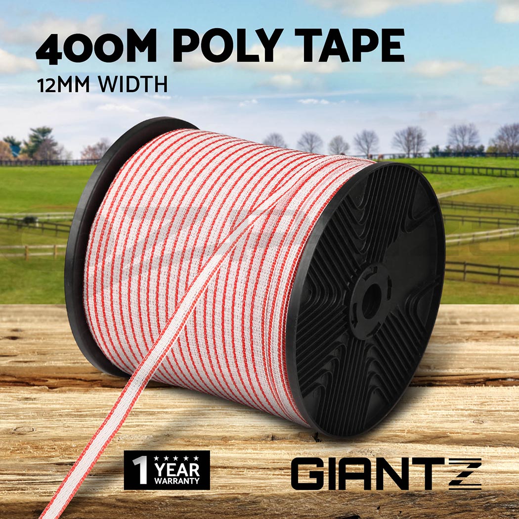 Giantz 400M Electric Fence Wire Tape Poly Stainless Steel Temporary