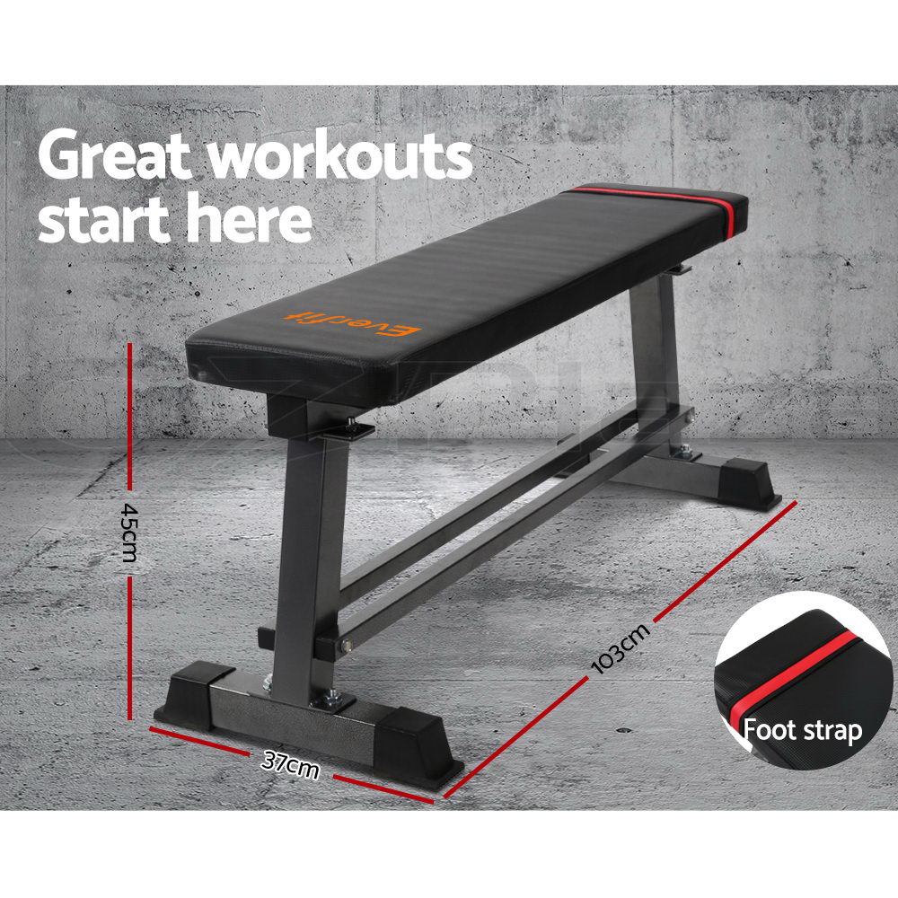 Everfit Weight Bench Press Flat Benches Home Gym Fitness Strength Training - Picture 12 of 29