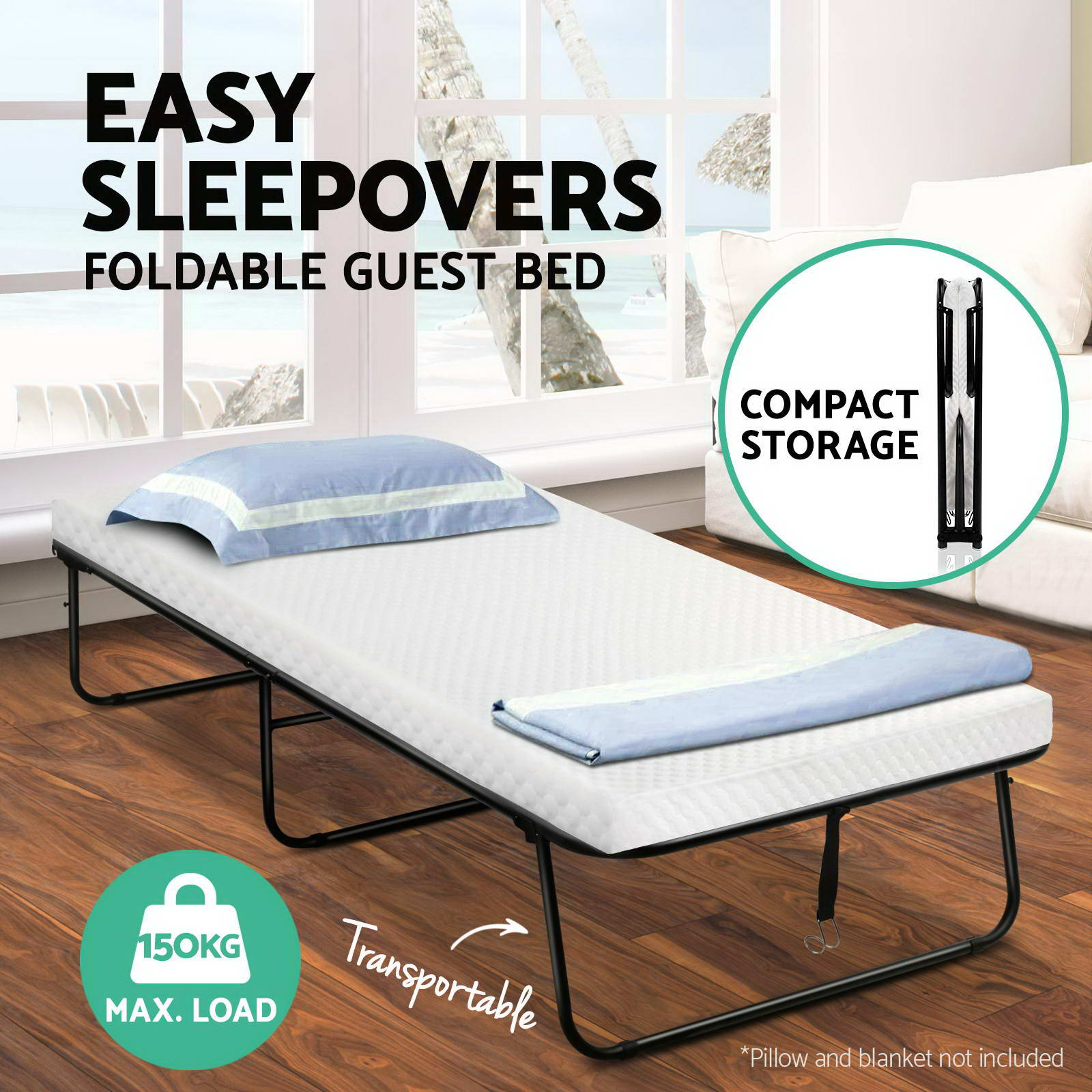 Portable Folding Bed Foldable Guest Hotel Beds Single Mattress Outdoor