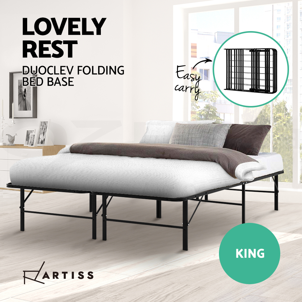 Artiss Folding Bed Frame Double Queen King Single Size Metal Bed Base Platform - Picture 14 of 21
