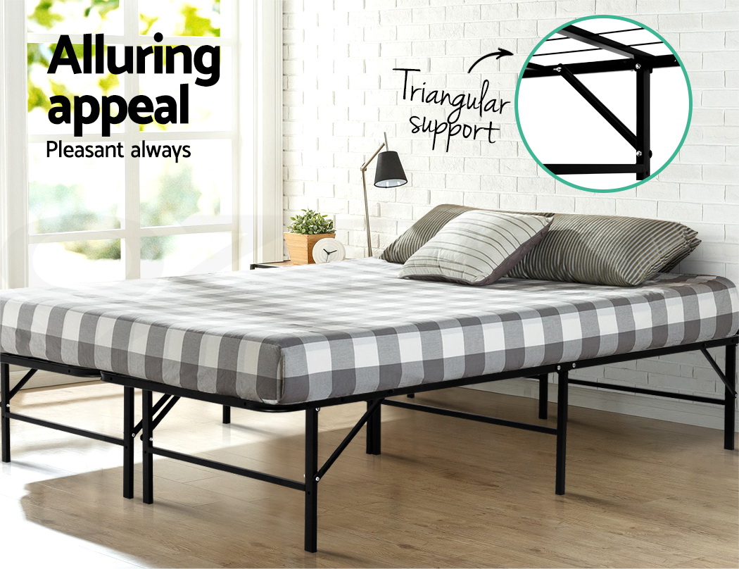Artiss Queen Size Folding Bed Frame Mattress Base Portable Black Metal Platform 9350062180990 eBay