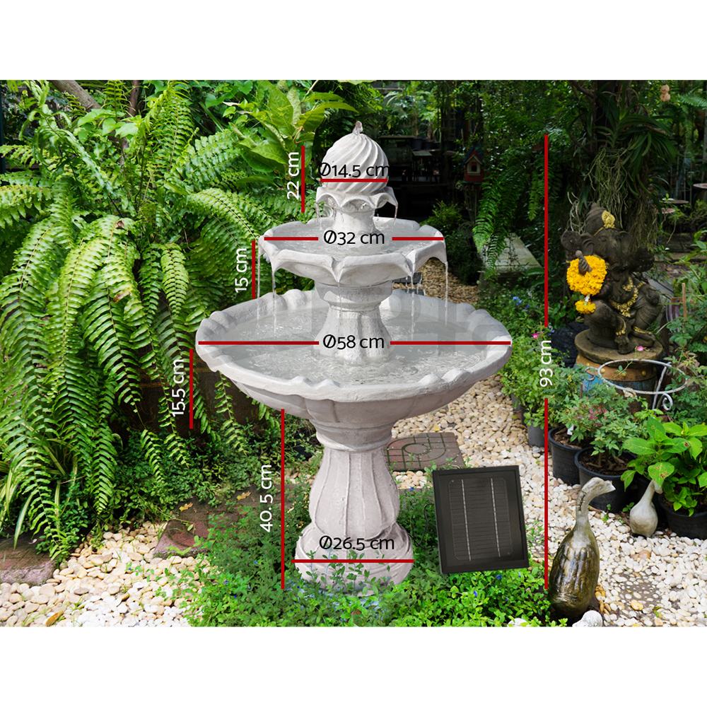 Gardeon Outdoor Water Fountain Features Solar Pump Garden Bird Bath LED