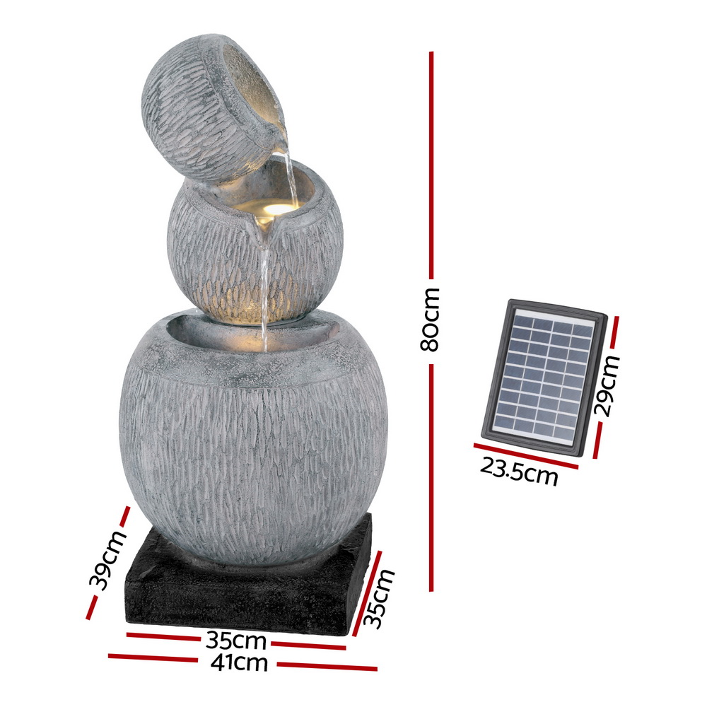 Gardeon Solar Fountain Water Feature Bird Bath Outdoor Garden Cascading - Picture 13 of 15
