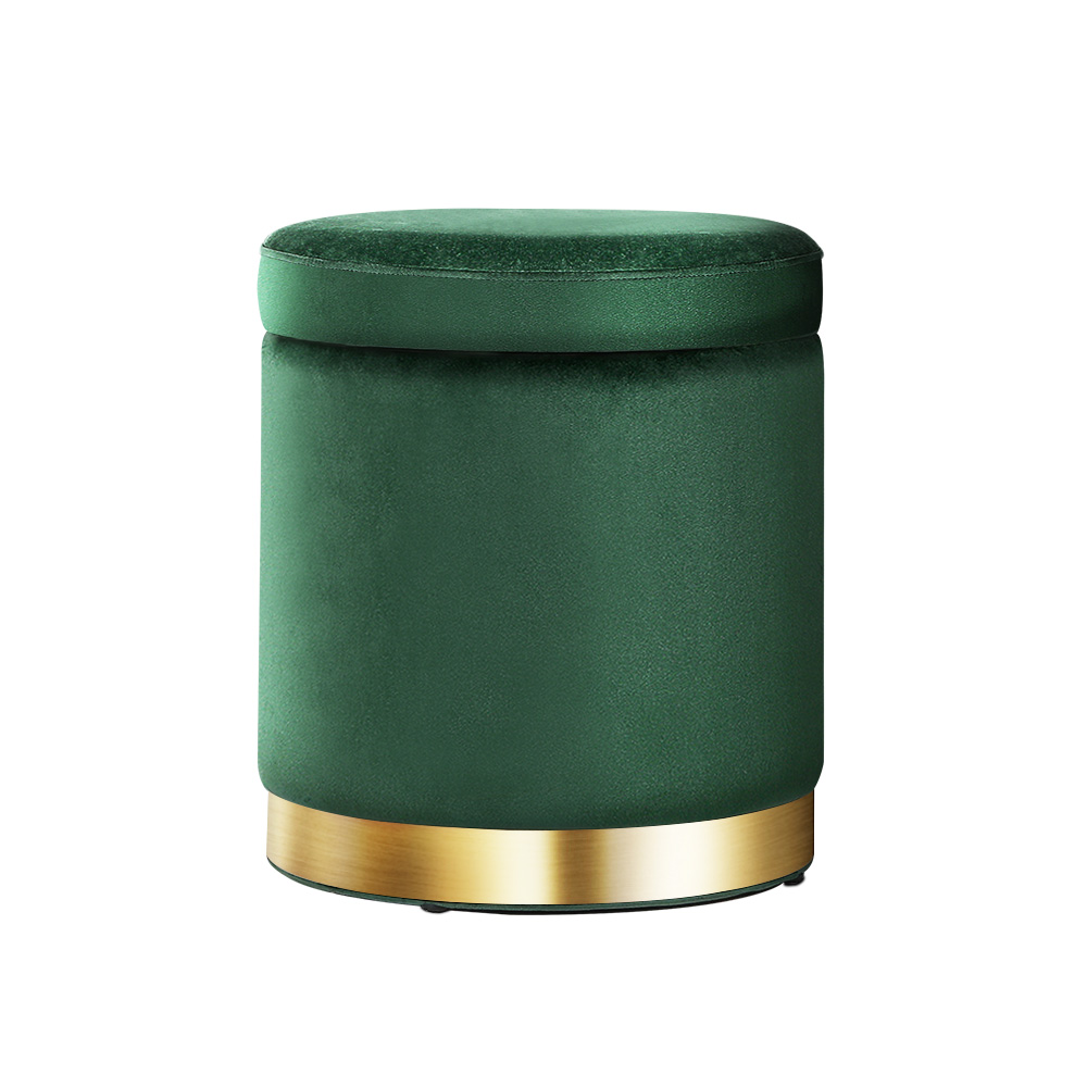 Artiss Round Velvet Ottoman Foot Stool Storage Foot Rest Padded Seat Large - Picture 17 of 23