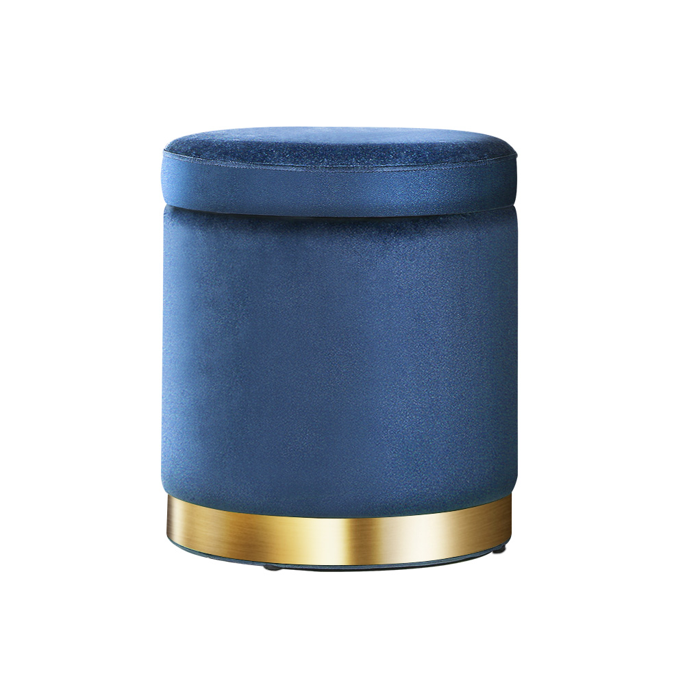 Artiss Round Velvet Ottoman Foot Stool Storage Foot Rest Padded Seat Large - Picture 21 of 23