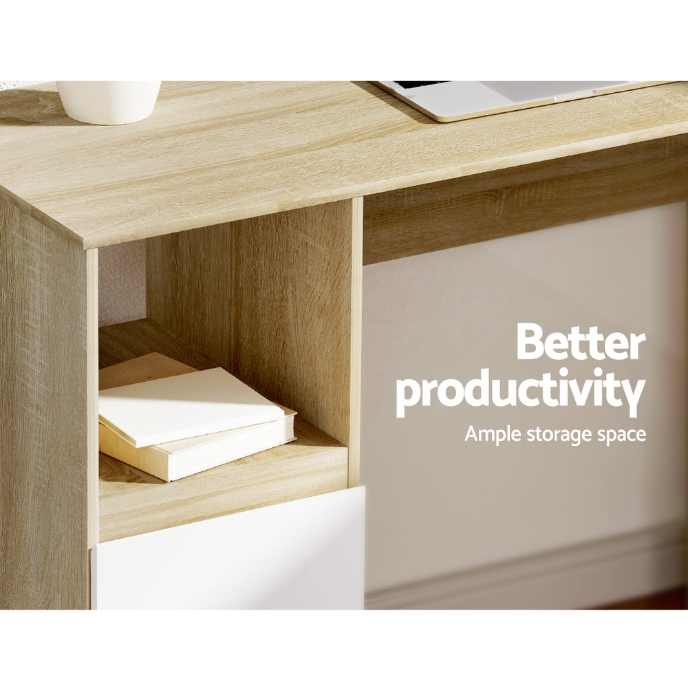 Artiss Office Computer Desk Corner Student Study Table L-Shape Black/White - Picture 19 of 26