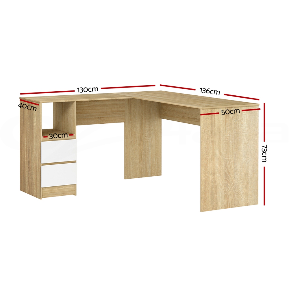 Artiss Office Computer Desk Corner Student Study Table L-Shape Black/White - Picture 21 of 26