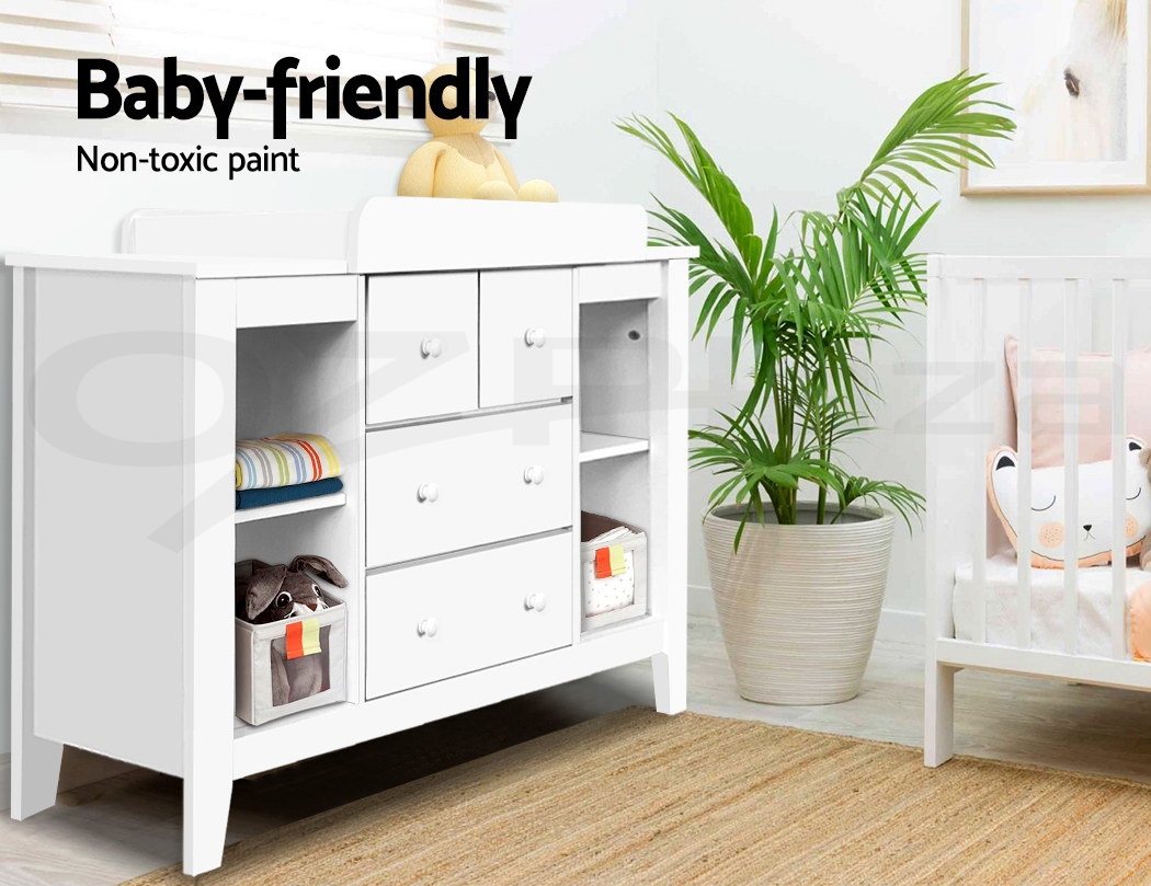 Keezi Baby Change Table Tall boy Drawers Dresser Chest Storage
