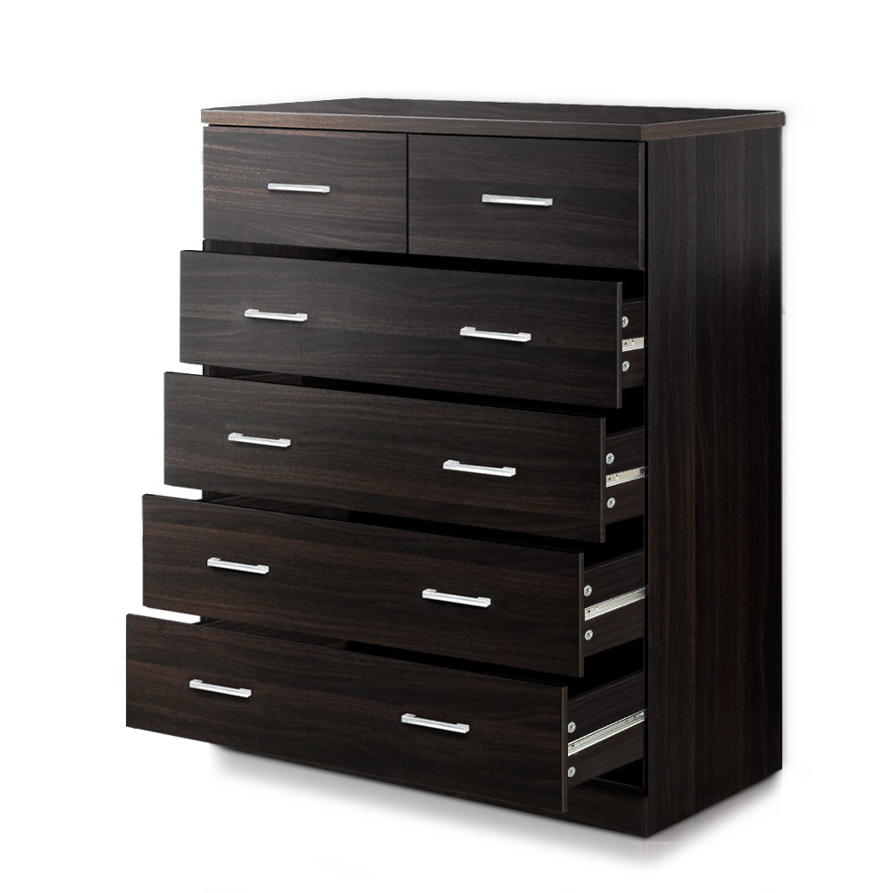 Artiss 6 Chest of Drawers Tallboy Dresser Table Storage Cabinet White Walnut - Picture 13 of 16
