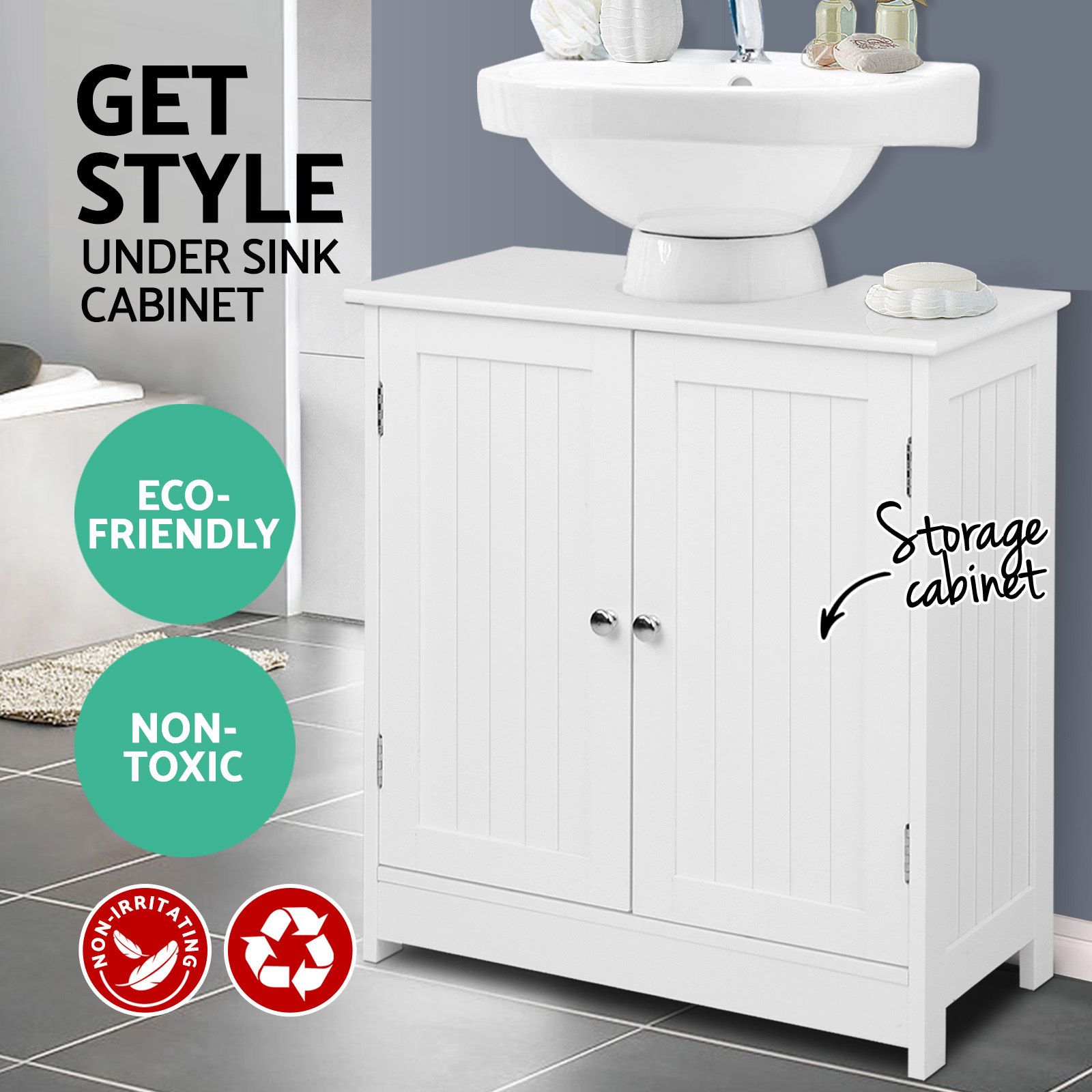 Basin Under Sink Bathroom Cabinet Storage Shelves Unit ...