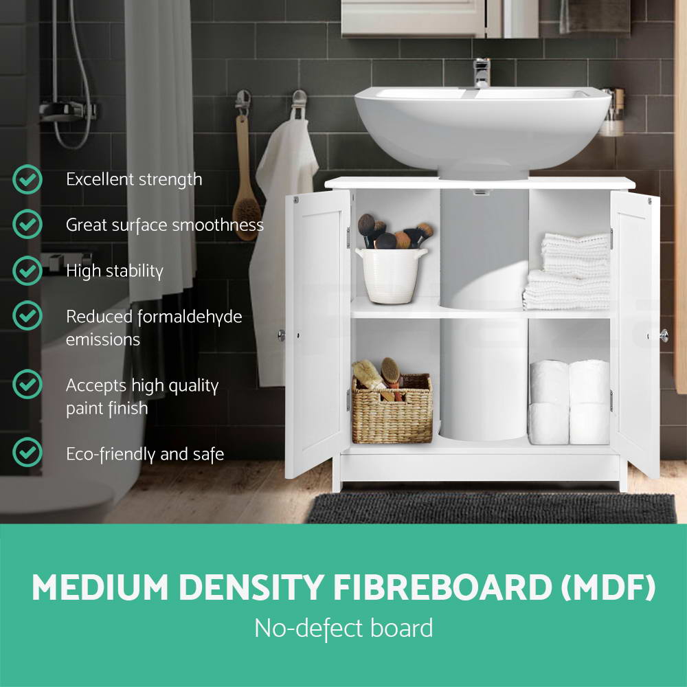 Basin Under Sink Bathroom Storage Shelves Unit Cupboard Wooden