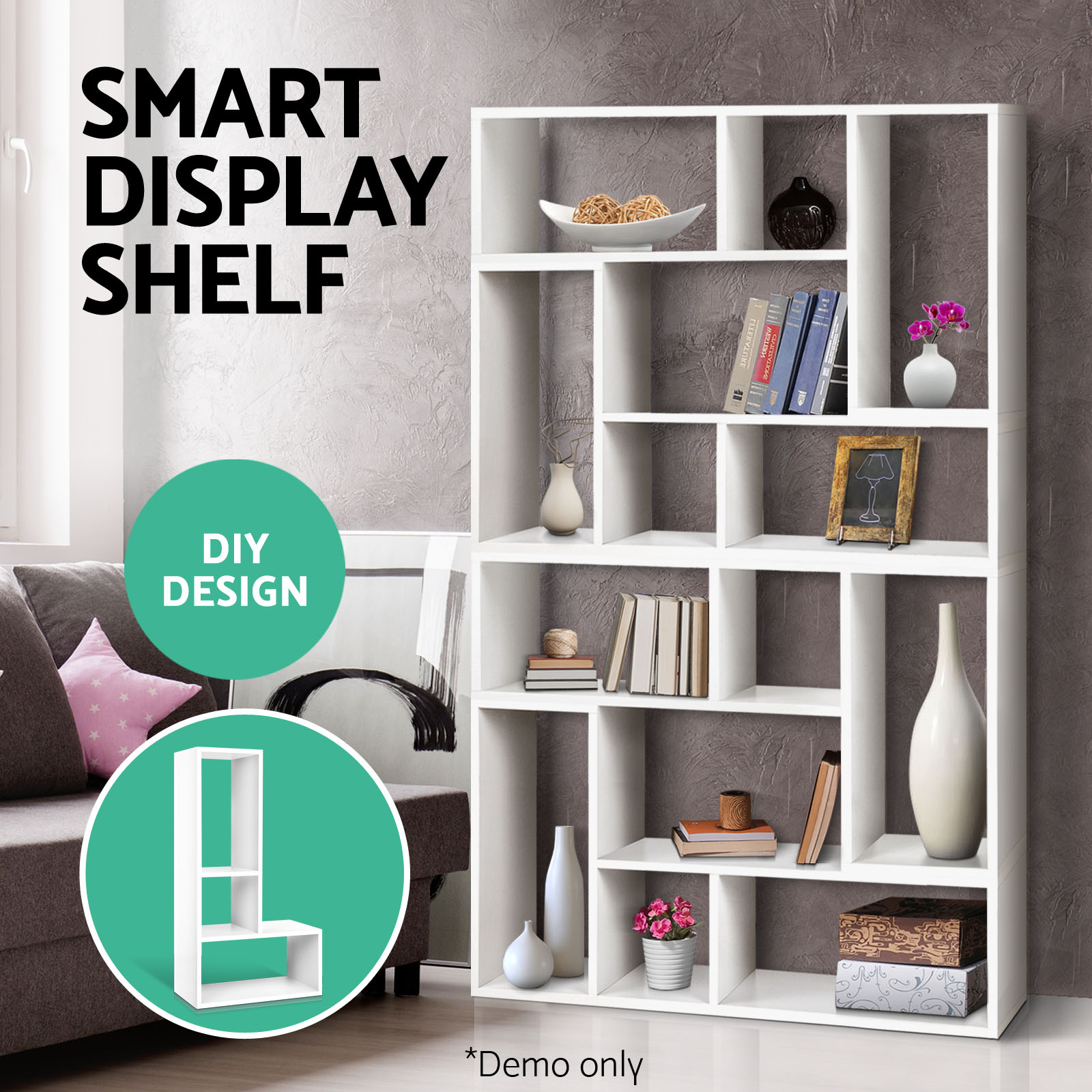 Display L Shape Cube Shelf DIY Sidetable Storage Corner