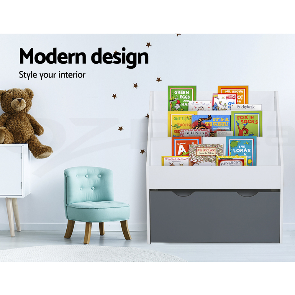 Keezi Kids Bookshelf Bookcase Children Shelf Magazine Rack Storage Organiser - Picture 39 of 41