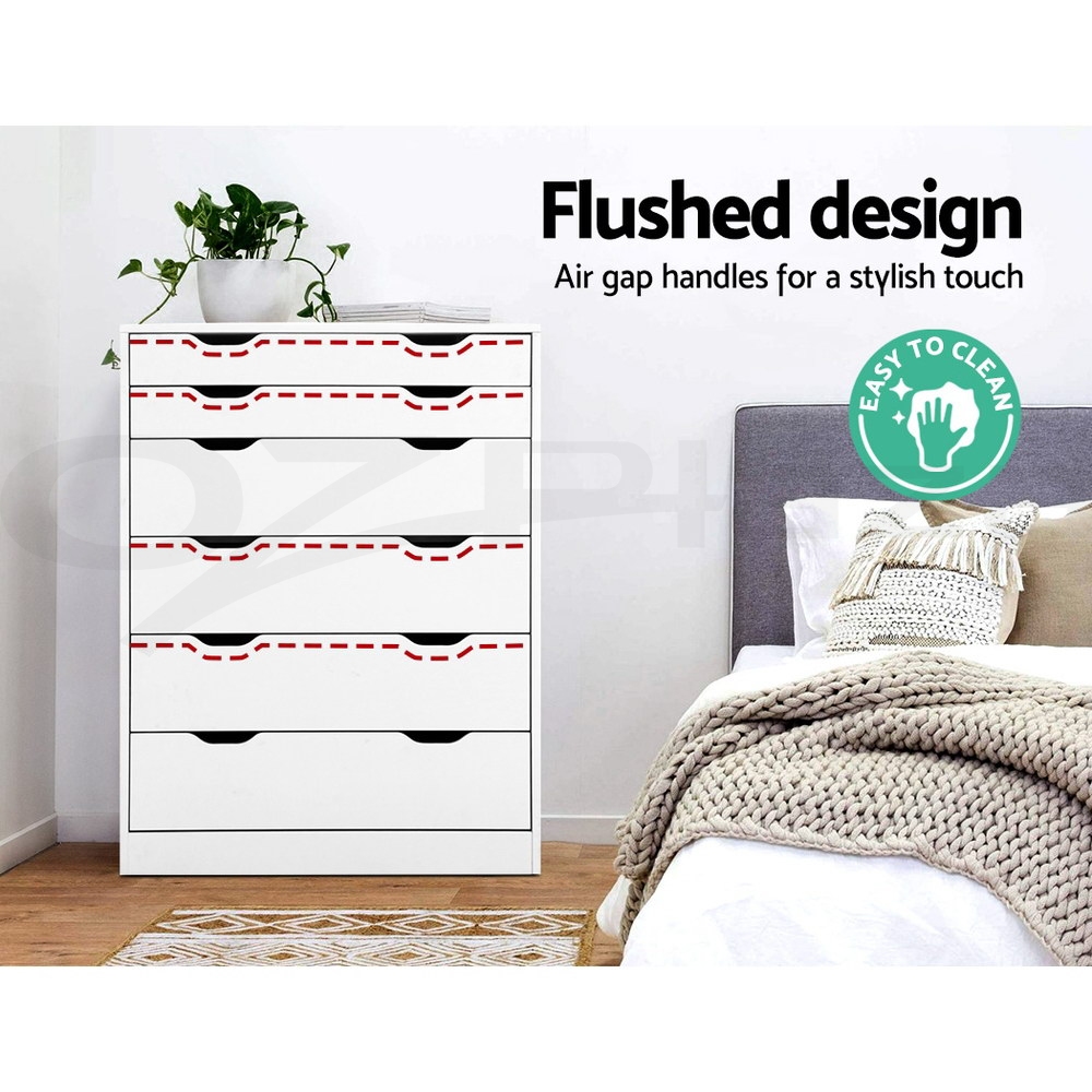 Artiss 6 Chest of Drawers Tallboy Dresser Storage Cabinet Bedroom White Oak - Picture 23 of 26