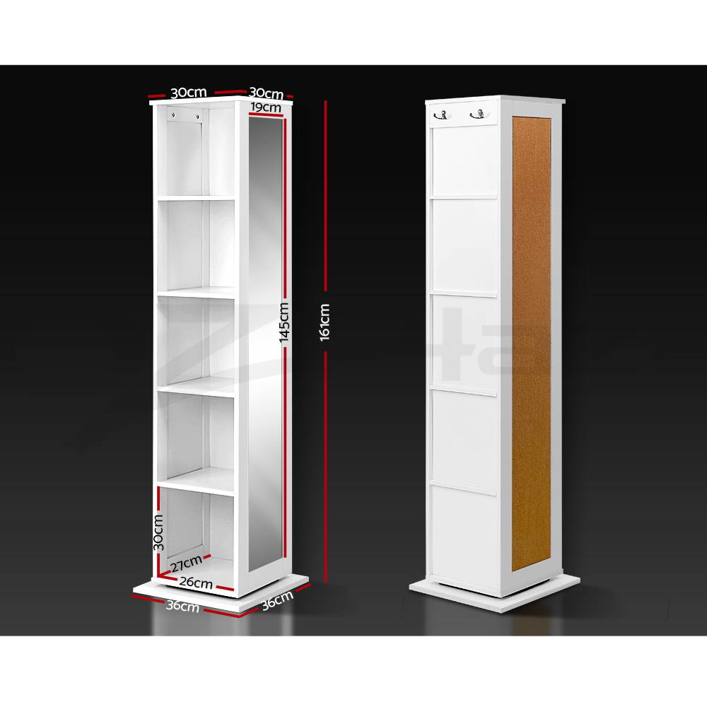 Details About Artiss Bathroom Storage Cabinet Mirror Display Shelf Bookcase Rotating Swivel